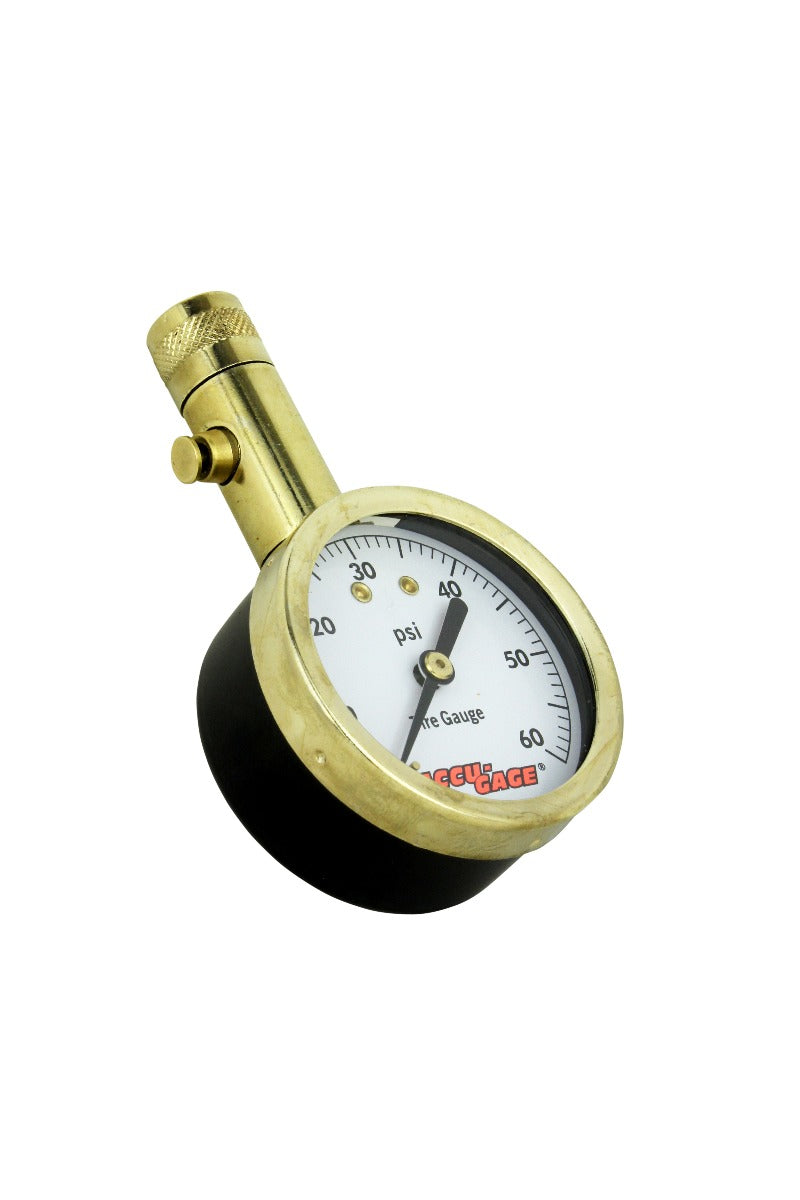 ACCU-GAGE® by Milton® Dial Tire Pressure Gauge with Straight Air Chuck - ANSI Certified for Motorcycle/Car/Truck Tires (0-60 PSI)