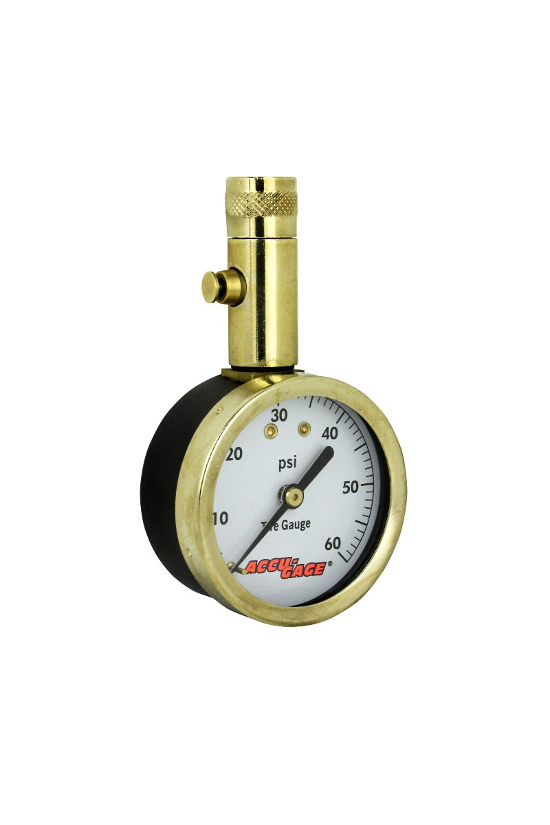 ACCU-GAGE® by Milton® Dial Tire Pressure Gauge with Straight Air Chuck - ANSI Certified for Motorcycle/Car/Truck Tires (0-60 PSI)