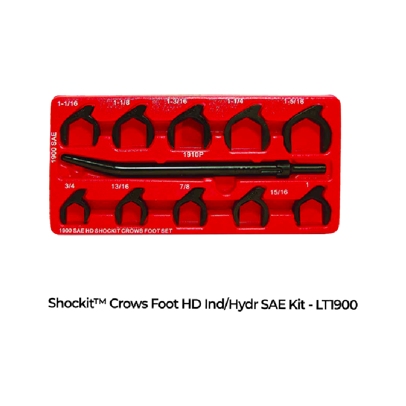 Shockit™ Crows Foot Industrial/Hydraulic Fittings Socket Remover Air Hammer Powered SAE Set & Metric Set - 10 Piece